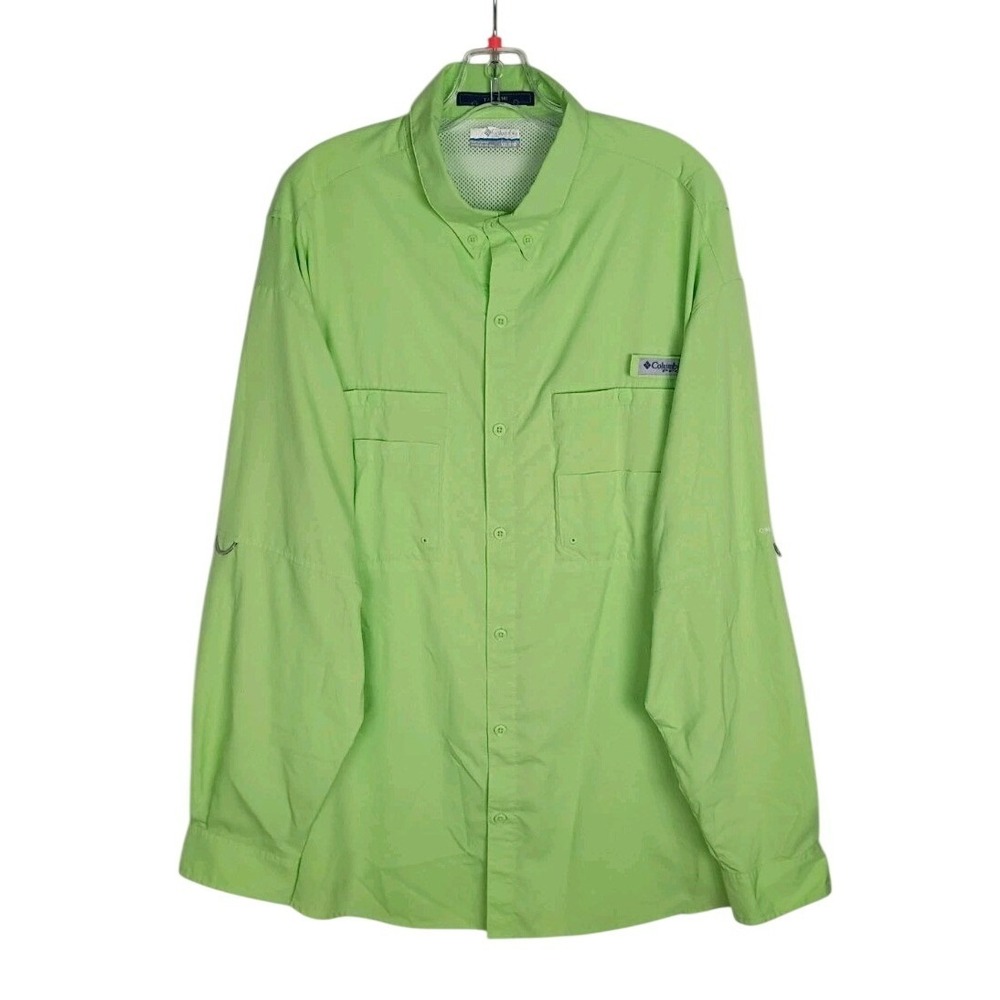 Columbia PFG Men's Fishing Long Sleeve Roll Tap Shirt Green 2XL Vented